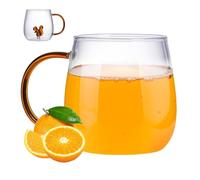 Generisch Bicchieri in con animali 3D, 380 ml, trasparenti, in borosilicato, resistenti al calore, per bar, caffè, cartoni animati, per bevande fredde e calde