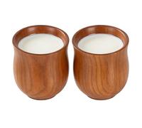 Generisch Bicchieri in legno per bevande, 2 bicchieri in legno fatti a mano, per caffè, tè, espresso, latte, vino e latte, nonché per feste, cucina, sala da pranzo, caffè e bancone