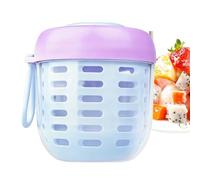 Generisch Bicchieri per insalata | Contenitori riutilizzabili con manico - Contenitore per frutta e insalata con scolapiatti | Per colazione pranzo