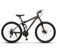 Generisch Bicicletta da montagna completa da 26 pollici per adulti e giovani a partire da 150 cm, cambio Shimano a 21 velocità, freni a doppio disco, cerchi a doppia parete, 85% preassemblata