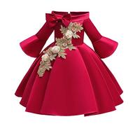 Generisch Bikini con 98 ragazze damigella d'onore abito da festa di compleanno abito da sposa ragazza taglia 146, Colore: rosso, 6-7 Anni