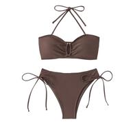 Generisch Bikini da donna con allacciatura al collo, costume da bagno ad anello, push up, bikini a due pezzi, schiena scoperta, alla moda, sexy, elegante, costume da bagno alla moda, costume da bagno