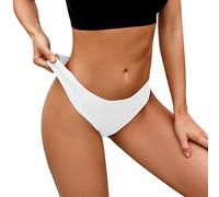 Generisch Bikini sexy senza cuciture da donna, morbido elastico, slip invisibile, senza biancheria intima hipster visibile, bianco, M