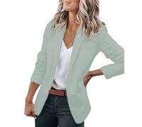 Generisch Blazer da donna, elegante, aperto sul davanti, con colletto a risvolto, per lavoro, ufficio, per le mezze stagioni, leggero, alla moda, tinta unita, comoda giacca per il tempo libero, grigio