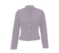 Generisch Blazer da donna, sottile, a maniche lunghe, abbottonatura, leggera, bolero, con tasche, elegante blazer, giacca aperta, traspirante, tutto l'anno, lavoro, ufficio, grigio., L
