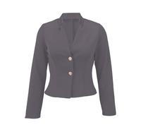 Generisch Blazer da donna, sottile, a maniche lunghe, abbottonatura, leggera, bolero, con tasche, elegante blazer, giacca aperta, traspirante, tutto l'anno, lavoro, ufficio, grigio scuro, XXL