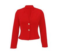 Generisch Blazer da donna, sottile, a maniche lunghe, abbottonatura, leggera, bolero, con tasche, elegante blazer, giacca aperta, traspirante, tutto l'anno, lavoro, ufficio, Colore: rosso, XL