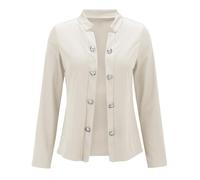 Generisch Blazer, giacca da donna a maniche lunghe, elegante, sportiva, aperta, in tinta unita, per ufficio, autunno, a maniche lunghe, colletto alto, slim fit, blazer, bianco, 3XL