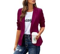 Generisch Blazer, giacca da donna elegante, casual, a maniche lunghe, con risvolto, da ufficio, da lavoro, oversize, blazer, rosso porpora, XXL