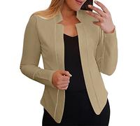 Generisch Blazer, giacca sportiva da donna, a maniche lunghe, elegante, giacca estiva aperta, in tinta unita, da ufficio, per autunno, a maniche lunghe, con colletto alto, slim fit, per il tempo