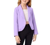 Generisch Blazer Lungo Manica Ragazze Monocromatico Giacca per Bambini Carino Taglia Media e Grande Giacca Elegante Stile Western Giacca di Transizione 5-14 Anni Vestito Softshell, viola chiaro, 140