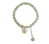 Generisch Blu Frasi Pietre Elastiche Anelli Giada Bracciale Verde Giada Bead Elastic Bracciale Giada Bracciale Gioielli Per Donne Messaggio Impilabile Uomo Anelli, Taglia unica, Vetro