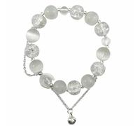 Generisch Blu Mm Amanti Anelli Natural Stones Beaded Bell Dainty Bracciale per donne gioielli in acciaio Messaggio Prezioso Gioielli, Taglia unica, Acciaio inossidabile