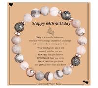 Generisch Blu Perle Perle Blu Frasi Gioielli Pietra Bracciale Compleanno Per Donne Mamma Sorella Coworker Braccialetto Naturale Set Anelli, Taglia unica, Resina