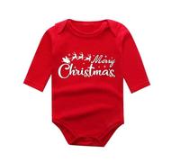 Generisch Body a maniche lunghe per ragazzi con festivo e morbido vestito di Natale My First Christmas Outfit Baby Santa, Rosso2., 6-9 Mesi