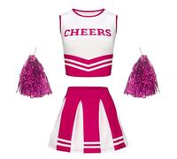 Generisch Body Blusa Das Student Sports Meet Cheer Team Set con fiori a mano per bambini (7-8Y)