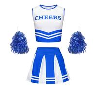 Generisch Body Blusa Das Student Sports Meet Cheer Team Set con fiori a mano per bambini (blu, 9-10Y)