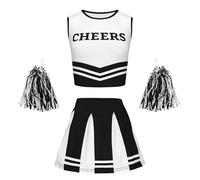 Generisch Body Blusa Das Student Sports Meet Cheer Team Set con fiori a mano per bambini (nero, 7-8Y)