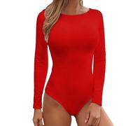 Generisch Body da donna a maniche lunghe, elegante, in cotone, sottile, slim fit, basic, casual, alla moda, per il tempo libero