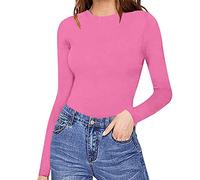 Generisch Body da donna a maniche lunghe girocollo in maglia elasticizzata stretch, magliette bodysuit, body intimo elegante sexy, body a maniche lunghe, top bustier aderente, bodysuit tops body slim