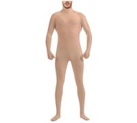 Generisch Body da donna, tuta senza testa, a maniche lunghe, tuta intera intera intera tuta, tuta aperta per cosplay, tuta per la pelle solida, elastica, tuta intera per feste di Halloween, beige., M