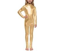 Generisch Body da ginnastica da ragazza, metallizzato, a maniche lunghe, per tutto il corpo, per balletto, per fitness, sport, leotard, per carnevale, feste, spettacoli sul palcoscenico