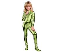 Generisch Body da ginnastica da ragazza, metallizzato, a maniche lunghe, per tutto il corpo, per balletto, per fitness, sport, leotard, per carnevale, feste, spettacoli sul palcoscenico