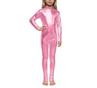 Generisch Body da ginnastica da ragazza, metallizzato, a maniche lunghe, per tutto il corpo, per balletto, per fitness, sport, leotard, per carnevale, feste, spettacoli sul palcoscenico