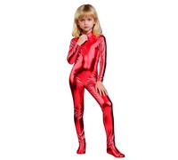 Generisch Body da ginnastica da ragazza, metallizzato, a maniche lunghe, per tutto il corpo, per balletto, per fitness, sport, leotard, per carnevale, feste, spettacoli sul palcoscenico