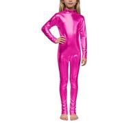 Generisch Body da ginnastica da ragazza, metallizzato, a maniche lunghe, per tutto il corpo, per balletto, per fitness, sport, leotard, per carnevale, feste, spettacoli sul palcoscenico