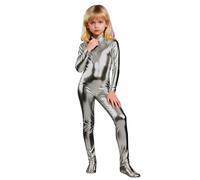 Generisch Body da ginnastica da ragazza, metallizzato, a maniche lunghe, per tutto il corpo, per balletto, per fitness, sport, leotard, per carnevale, feste, spettacoli sul palcoscenico