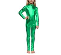Generisch Body da ginnastica da ragazza, metallizzato, a maniche lunghe, per tutto il corpo, per balletto, per fitness, sport, leotard, per carnevale, feste, spettacoli sul palcoscenico