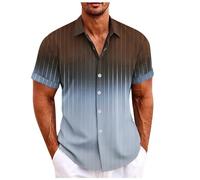 Generisch Body Fit Camicia da uomo uomo primavera monopetto casual stampa piena spiaggia manica corta vacanza outdoor vacanza camicia flanella camicia uomo, caffè, M