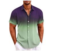 Generisch Body Fit Camicia da uomo uomo primavera monopetto casual stampa piena spiaggia manica corta vacanza outdoor vacanza camicia flanella camicia uomo, Lilla, 3XL