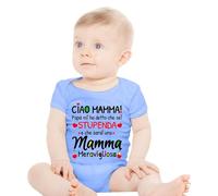 Generisch Body per neonati, a maniche corte, per primi 0-12 mesi, unisex, a maniche corte, Pajama B2 azzurro, 18-24 Monate