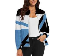 Generisch Bomber da donna 2025, giacca bomber con motivo floreale, a maniche lunghe, con chiusura lampo, colletto alto, corto, autunno, primavera, a maniche lunghe, per le mezze stagioni, da donna