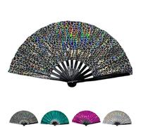 Generisch Boots on the ground Hand fan, Boots on The Ground Fan for Boots on The Ground Hand Fan an, Foldable Craft Holding Laser Colors Hand Fan for Line Dancing (A)