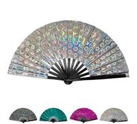 Generisch Boots on the ground Hand fan, Boots on The Ground Fan for Boots on The Ground Hand Fan an, Foldable Craft Holding Laser Colors Hand Fan for Line Dancing (D)