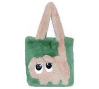 Generisch Borsa a mano da donna, alla moda, in peluche, con tracolla e chiusura, occhi grandi, borsa creativa in pelliccia, tenda da parete con tasche, Schwarzish verde, Einheitsgröße