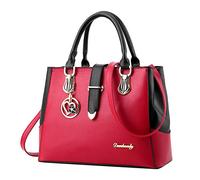 Generisch Borsa a mano da ragazza, con gatto, con frange, a spalla, con cerniera, elegante, da donna, personalizzata, da viaggio, per valigia, Colore: rosso, Einheitsgröße