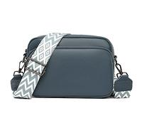 Generisch Borsa a tracolla da donna, piccola pelle, borsa a tracolla da donna, borsa moderna con tracolla larga e 3 scomparti, Blu