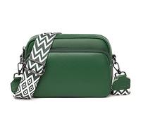 Generisch Borsa a tracolla da donna, piccola pelle, borsa a tracolla da donna, borsa moderna con tracolla larga e 3 scomparti, verde