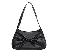 Generisch Borsa a tracolla da donna, tinta unita, fiocco, personalità, semplice ascella, tasche quadrate organizzatore armadio, Nero , taglia unica