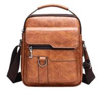 Generisch Borsa a tracolla da uomo, piccola borsa a tracolla in pelle PU, casual, stile retrò, grande capacità con più scomparti, per tutti i giorni, viaggi, shopping e altro ancora