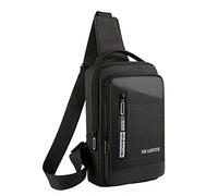 Generisch Borsa a tracolla impermeabile, tinta unita, tessuto, outdoor, tempo libero, personalizzazione, tasca sul petto, uomini, spalla, borsa a tracolla, Nero , taglia unica