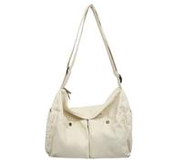 Generisch Borsa a tracolla unisex in tela in stile vintage, una grande borsa a tracolla per l'università, il lavoro o come borsa casual per il fine settimana., Stile_j05 bianco, Einheitsgröße