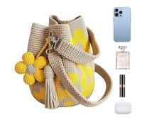 Generisch Borsa all'uncinetto, borsa a tracolla con motivo floreale, borsa a maglia, per donne e ragazze, per tutti i giorni per andare al lavoro, un accessorio alla alla e un ricordo
