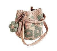Generisch Borsa all'uncinetto, borsa a tracolla con motivo floreale, borsa a maglia, per donne e ragazze, per tutti i giorni per andare al lavoro, un accessorio alla alla e un ricordo