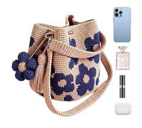 Generisch Borsa all'uncinetto, borsa a tracolla con motivo floreale, borsa a maglia, per donne e ragazze, per tutti i giorni per andare al lavoro, un accessorio alla alla e un ricordo