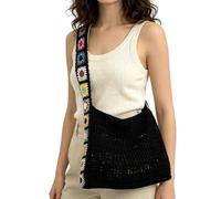 Generisch Borsa all'uncinetto da donna, grande e leggera, stile bohémien, lavorata a maglia, per asciugamani, nuoto, sabbia, barca, crociera, vacanze, viaggi, pranzo estivo